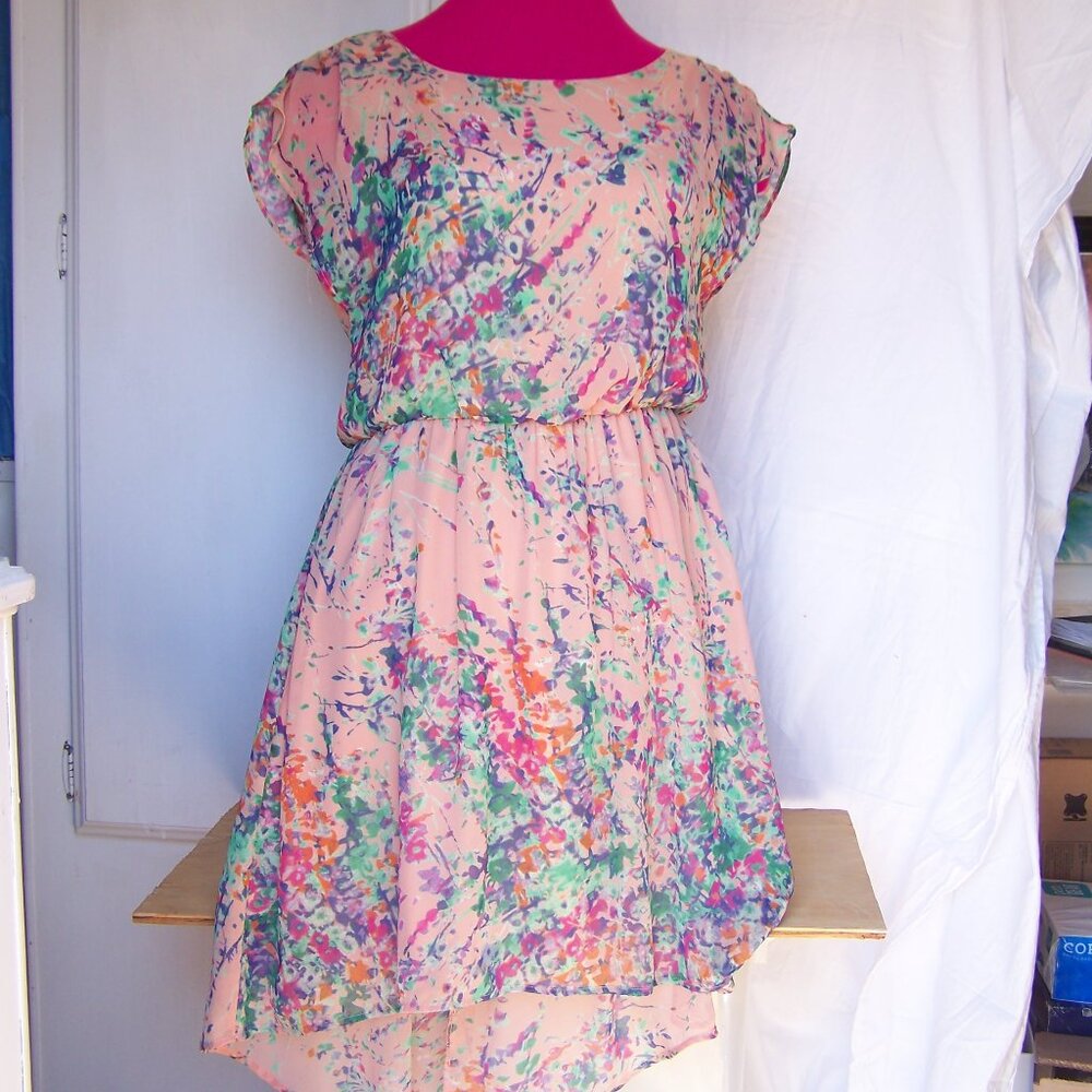 **Final Sale** Lush Elastic Waist Hi-Low Dress Sz L